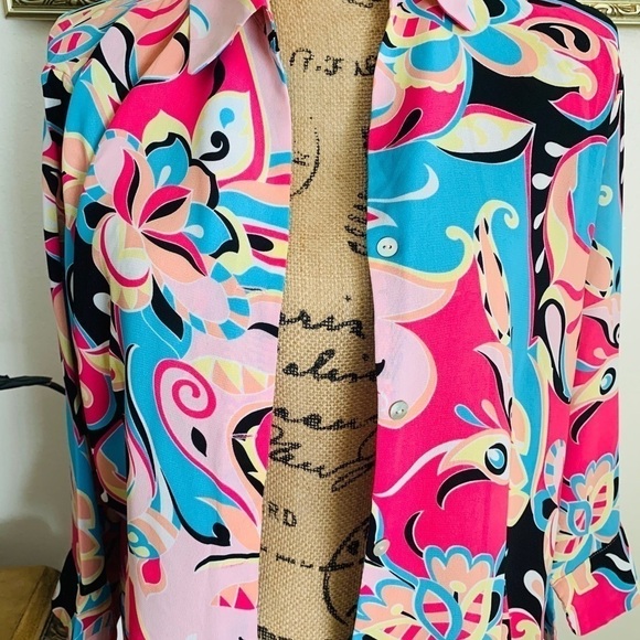 VIOLET & Claire Pink Fuchsia Black Blue Top XL - Picture 5 of 7